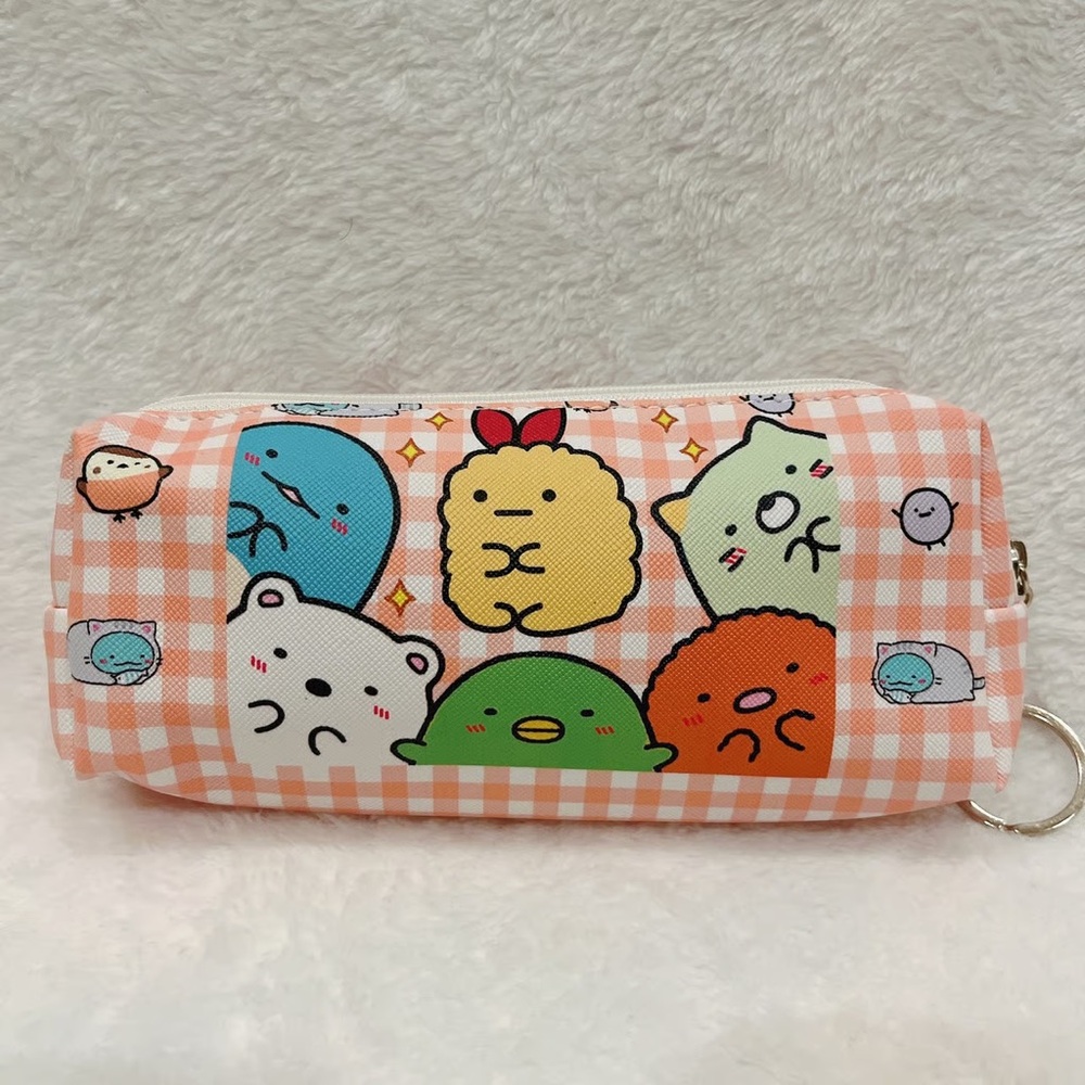 NWOT sumikko gurashi pencil case pouch in coral pink zip closure